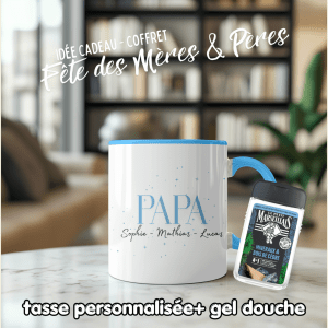 🎁 Idée cadeau Fête des Mères & Fête des Pères (Tasse personnalisée + gel douche)